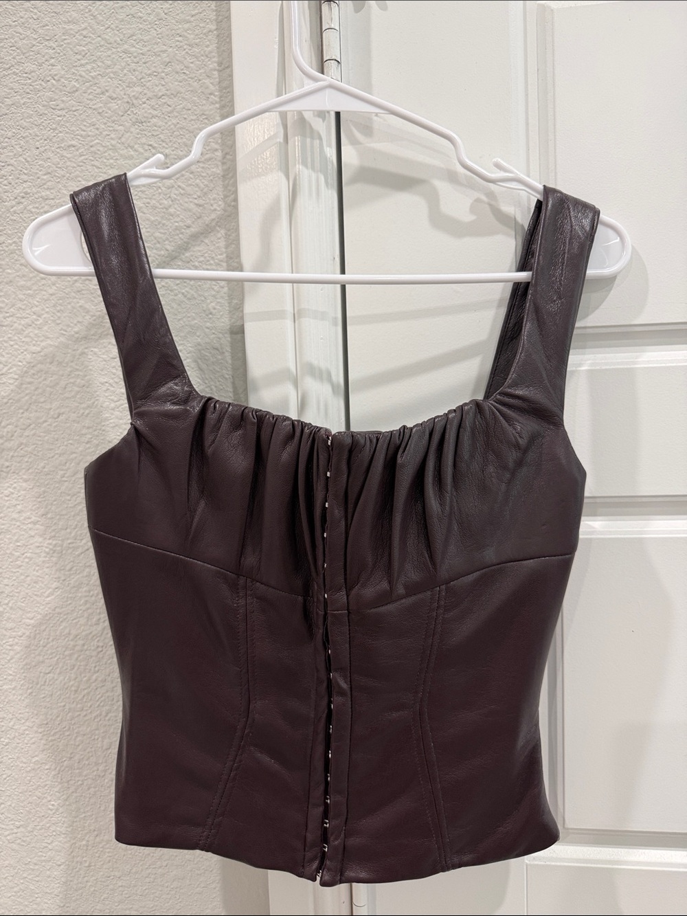 House of CB Dark Brown Leather Corset Top